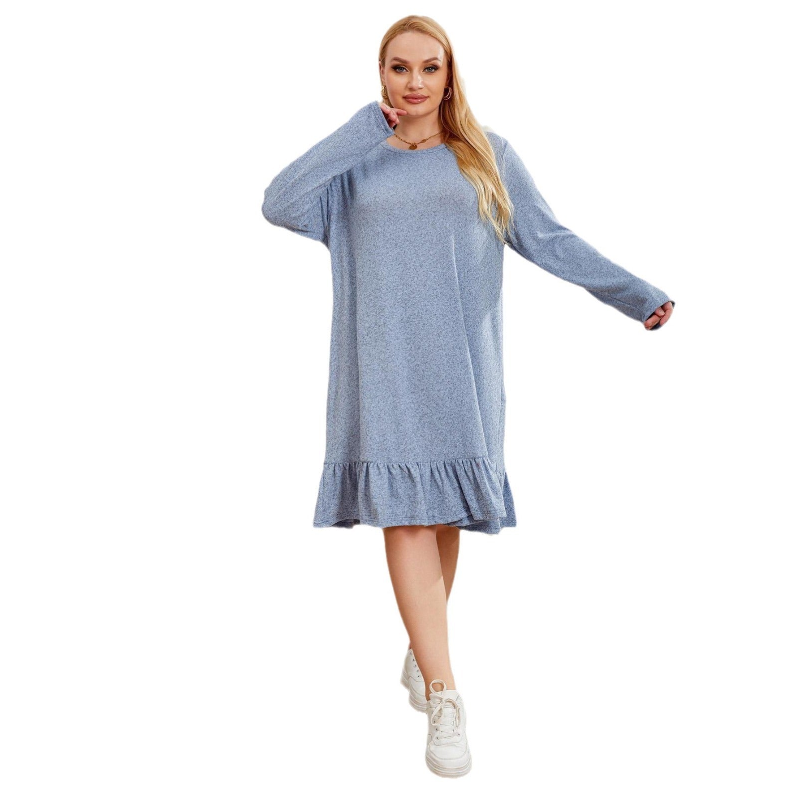 Pajamas Women's Autumn And Winter Plus Size Long-sleeved Nightdress Home Dress Women's ARZ