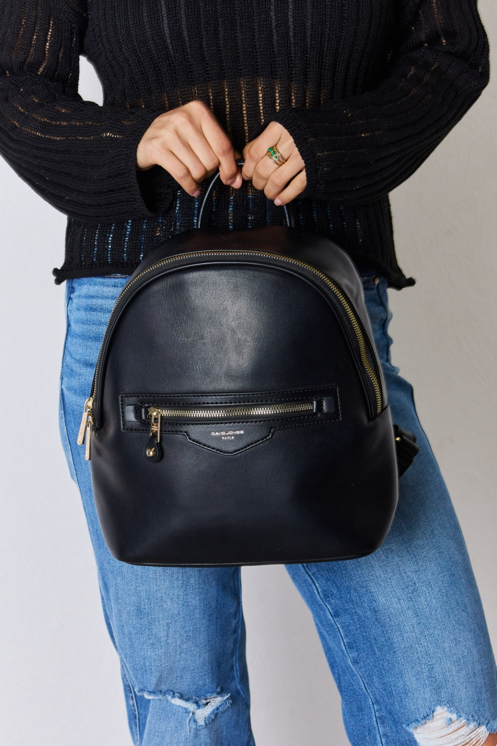 David Jones PU Leather Backpack Trendsi