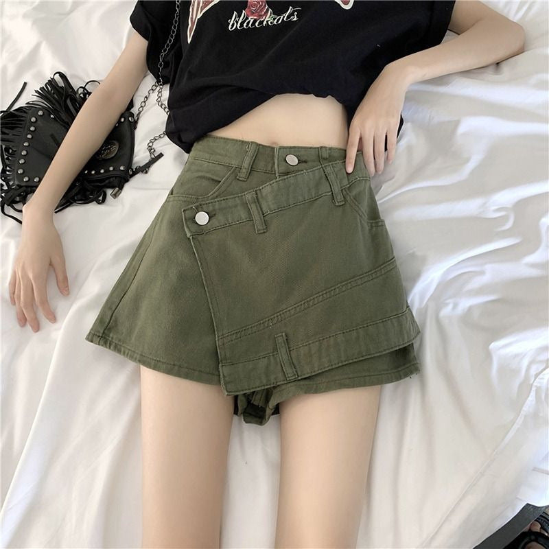 Women's Fashion Irregular High Waist Denim Short Pantskirt ARZ