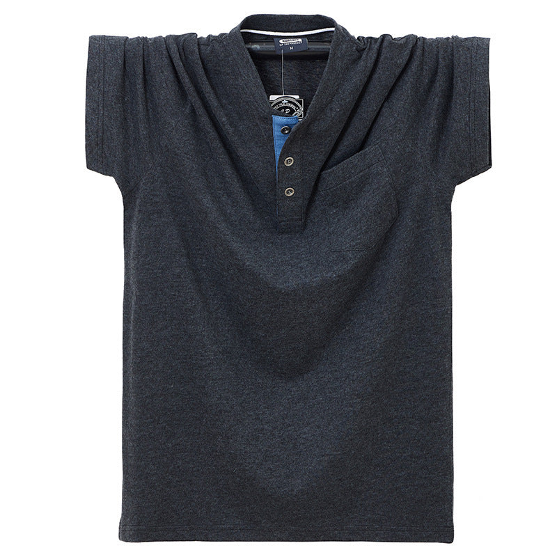 Thin Short Sleeve T-shirt Men's Collar Buckle Round Neck ARZ