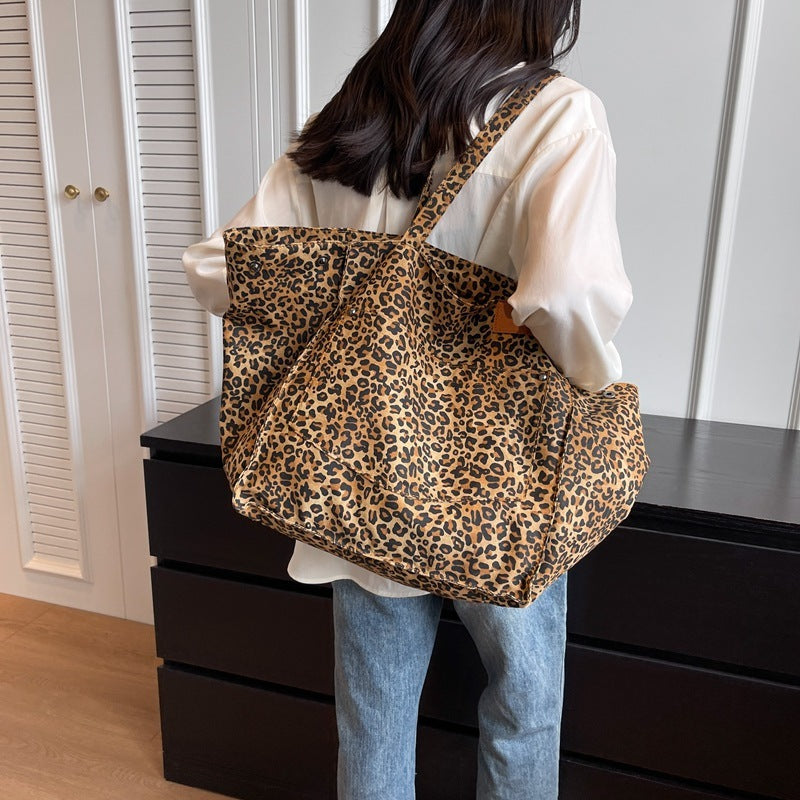 Large Capacity Leopard Print Canvas Tote Bag ARZ