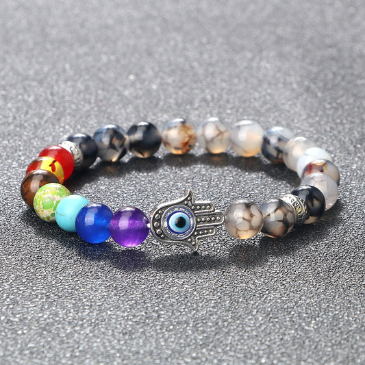 Spacer Bergamot Alloy Spacer Evil Eyes Elastic Bracelet Colorful Stone Bead ARZ