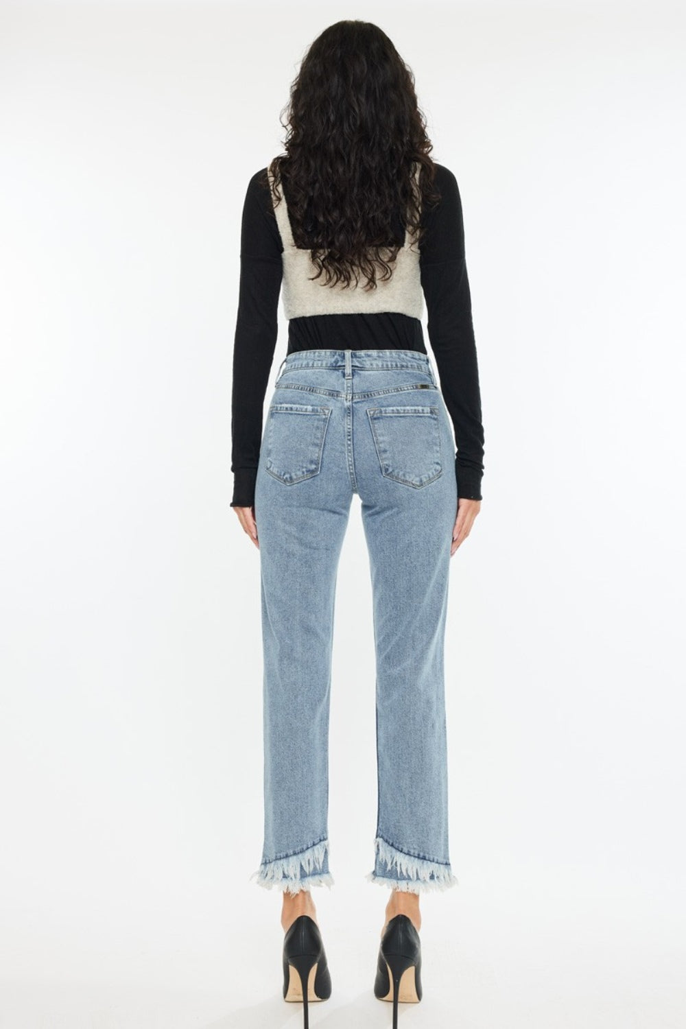 Kancan Raw Hem High Rise Straight Jeans Trendsi