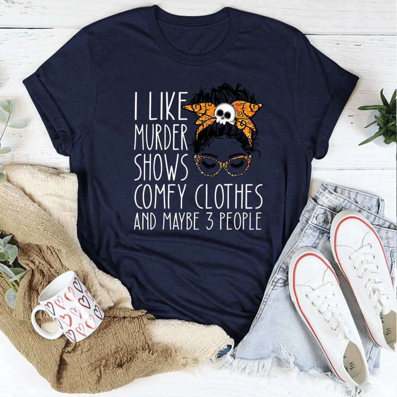 I LIKE MURDER SHOWS Halloween Skull Teenage Leisure T-shirt ARZ