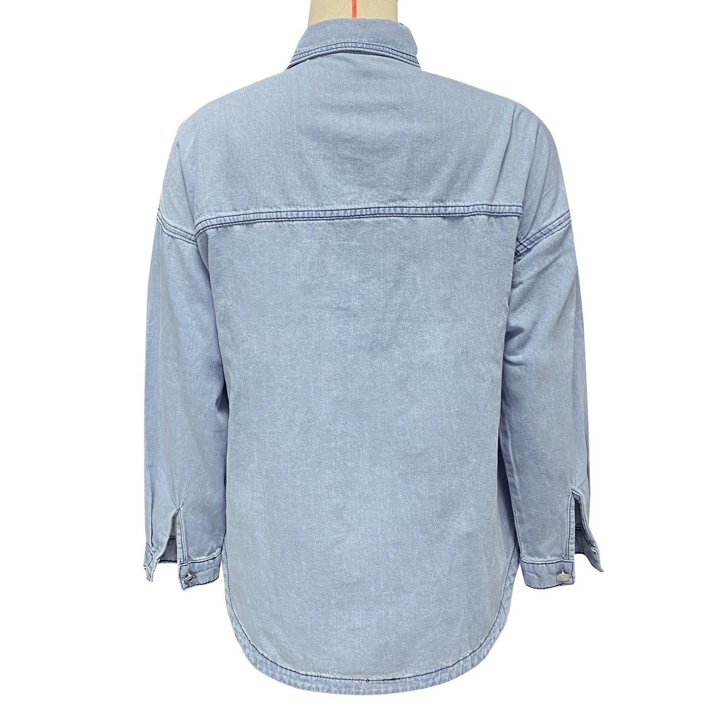 European And American Long Sleeve Denim Coat Loose Shirt ARZ