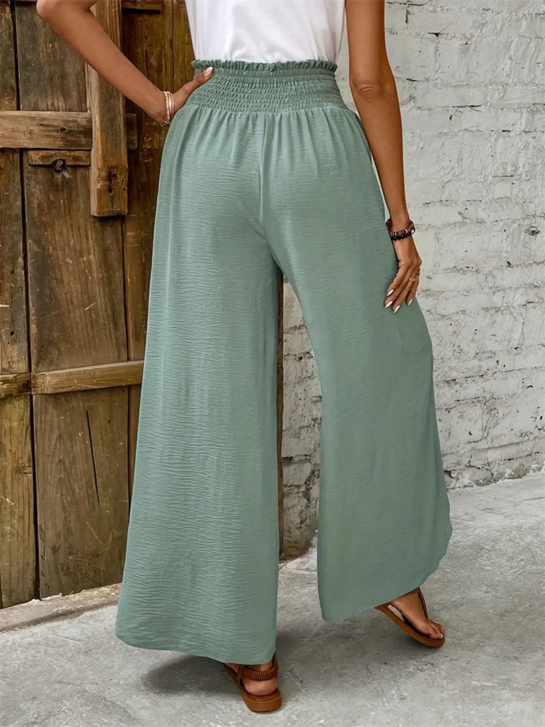 Tied High Waist Wide Leg Pants Trendsi