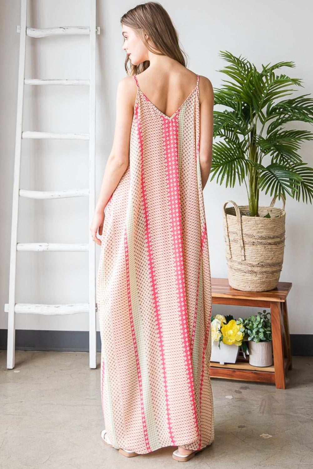 Heimish Printed Maxi Cami Dress with Pockets Trendsi