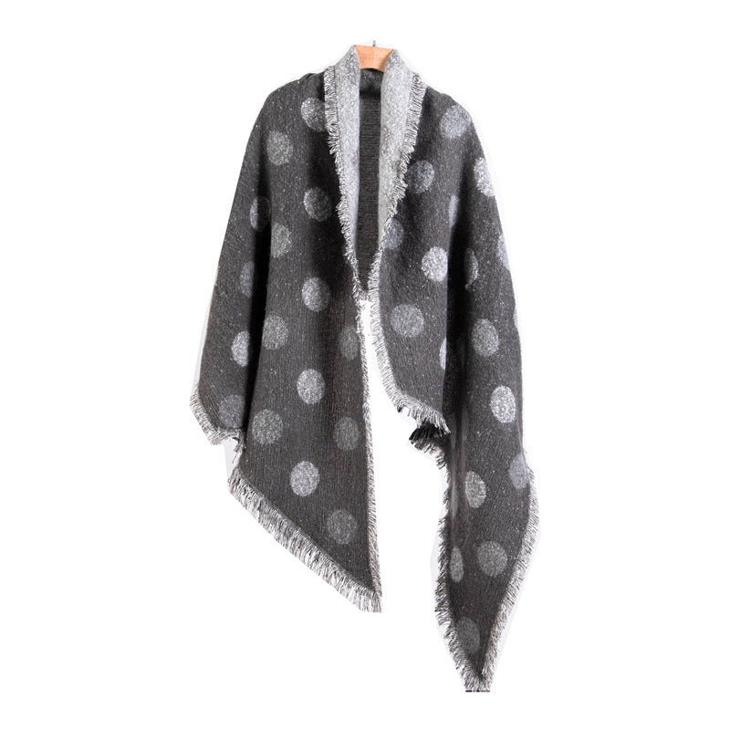 European And American Autumn And Winter Scarf Women's Circle Yarn Polka Dot Angle Thickened Shawl ARZ