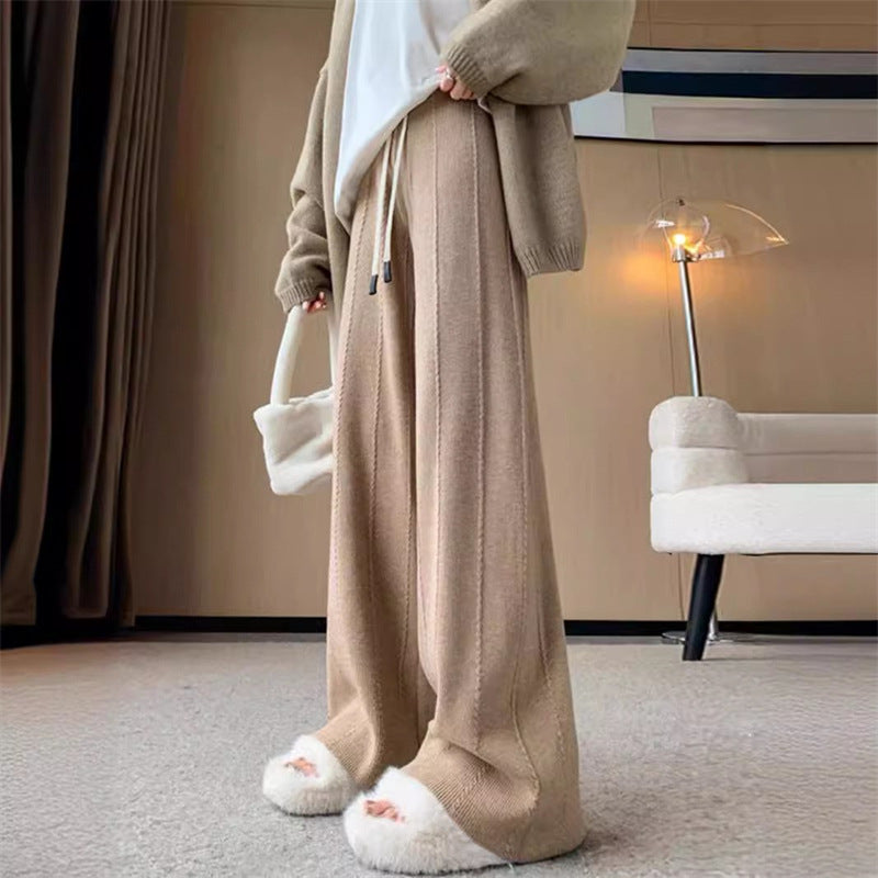 Women's High Waist Drooping Knitted Wide-leg Pants Loose ARZ