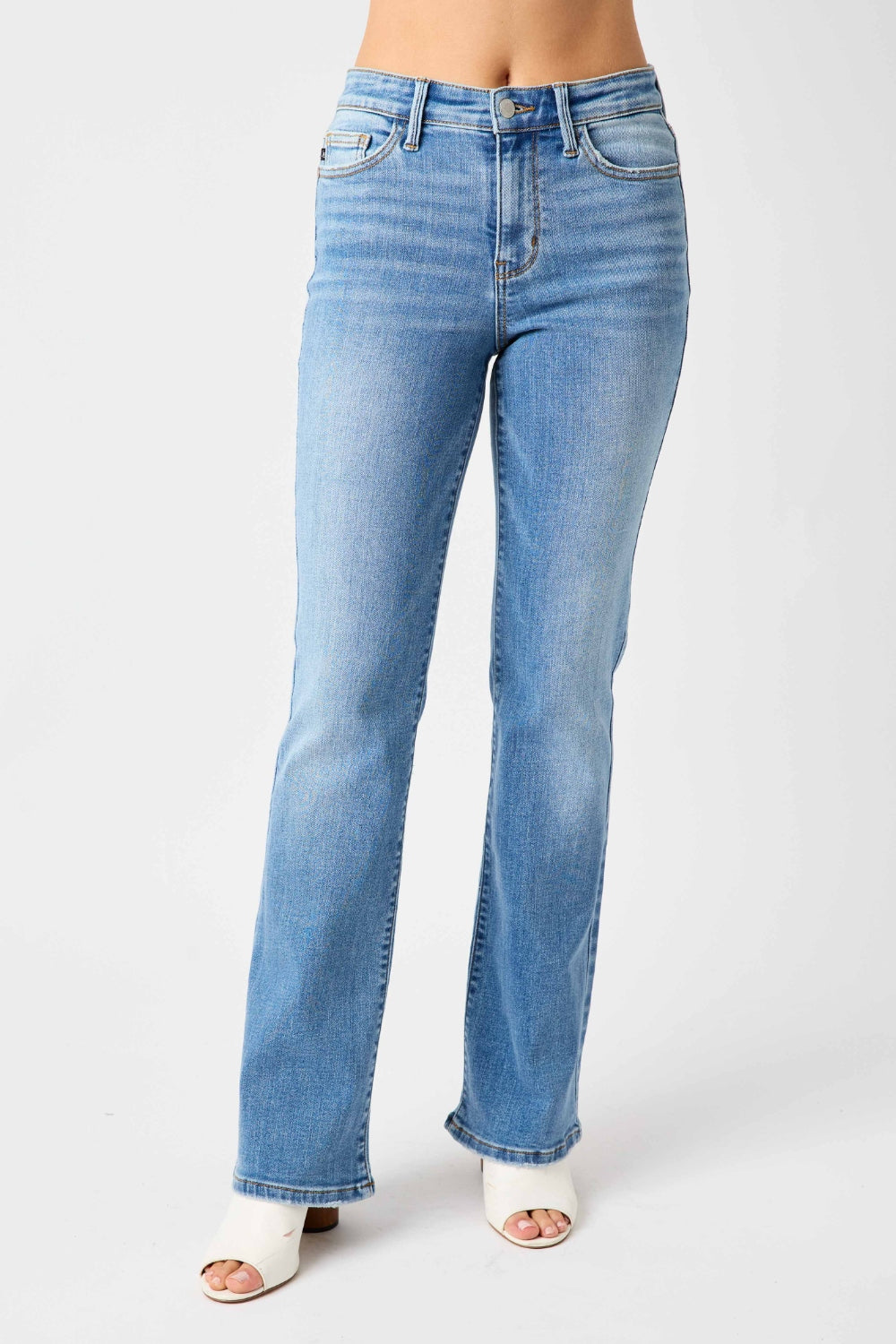 Judy Blue Full Size Mid-Rise Waist Straight Jeans Trendsi