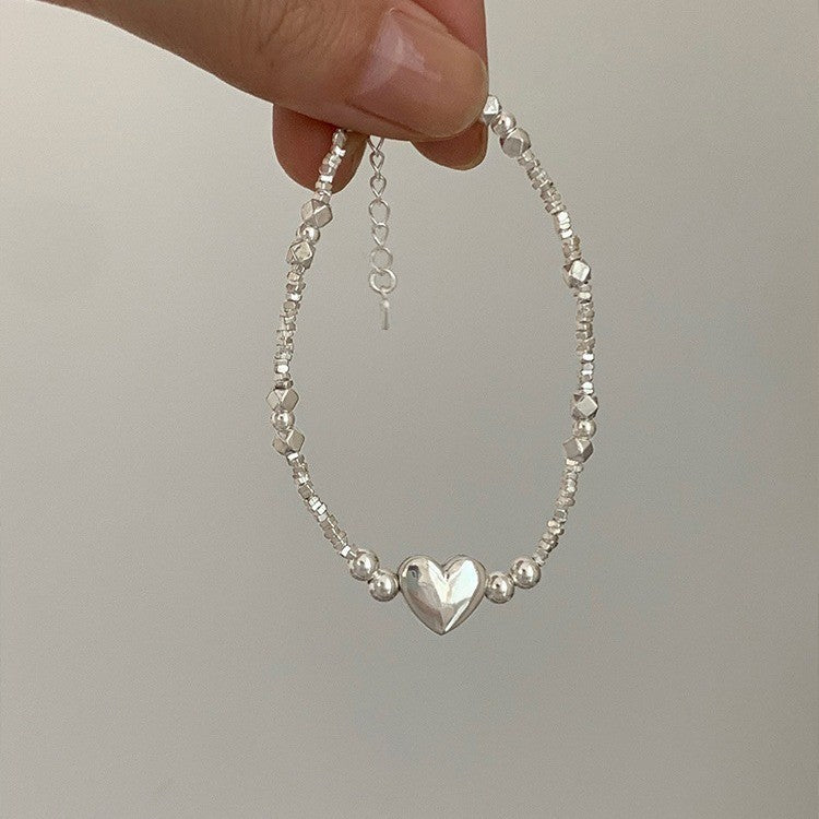 Sterling Silver Small Pieces Of Silver Heart Bracelet Female Niche ARZ