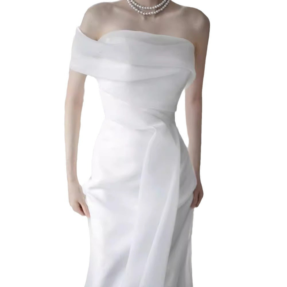 French Off-shoulder Light Wedding Dress Bride ARZ