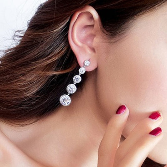 Earrings Long Zircon Earrings Tassel Elegant ARZ