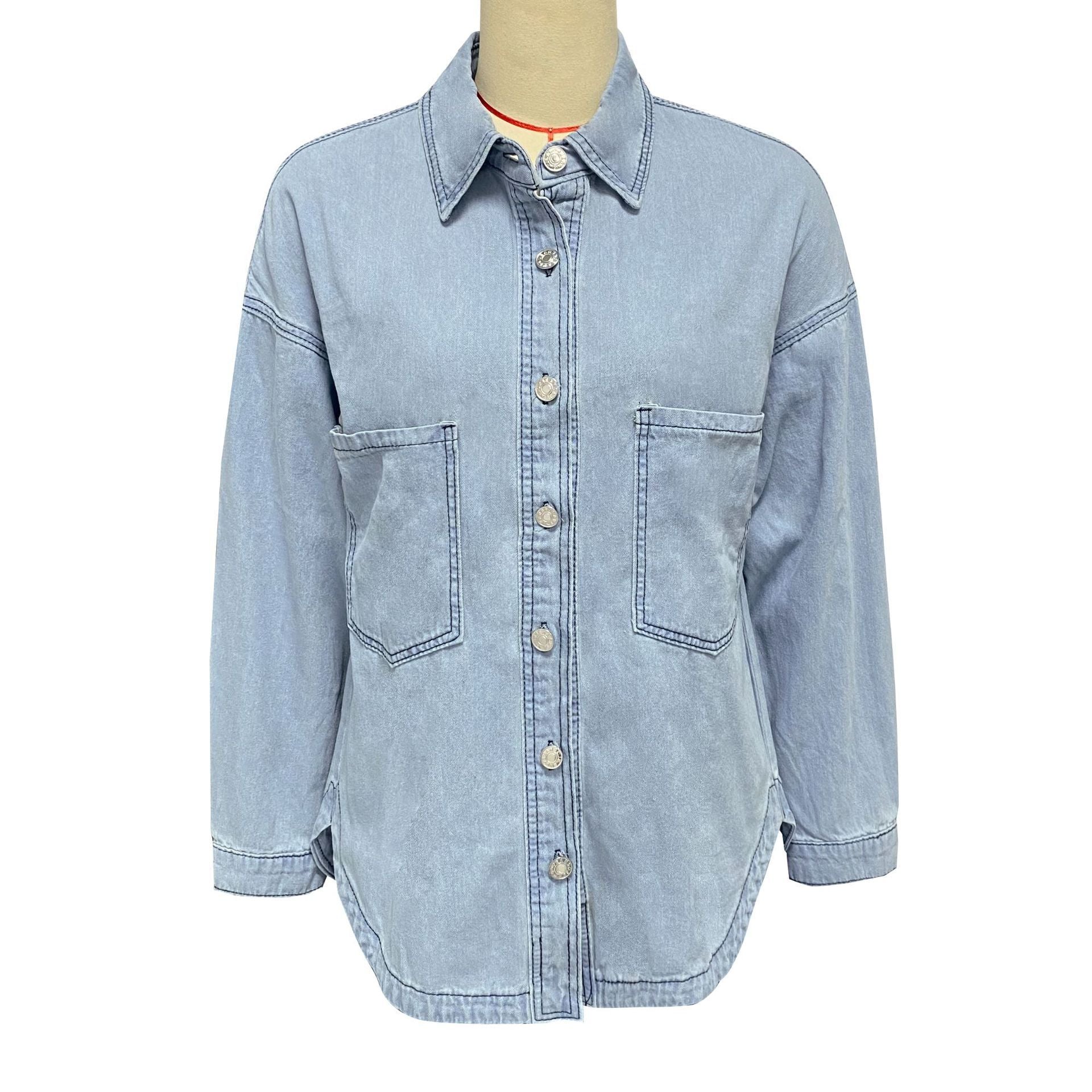 European And American Long Sleeve Denim Coat Loose Shirt ARZ