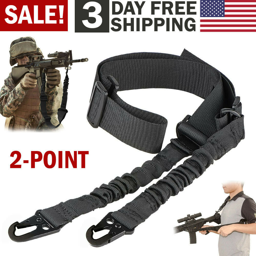 Tactical Rifle Sling Gun Shoulder Strap 2 Point Hooks One Single Strap Hunting ARZ