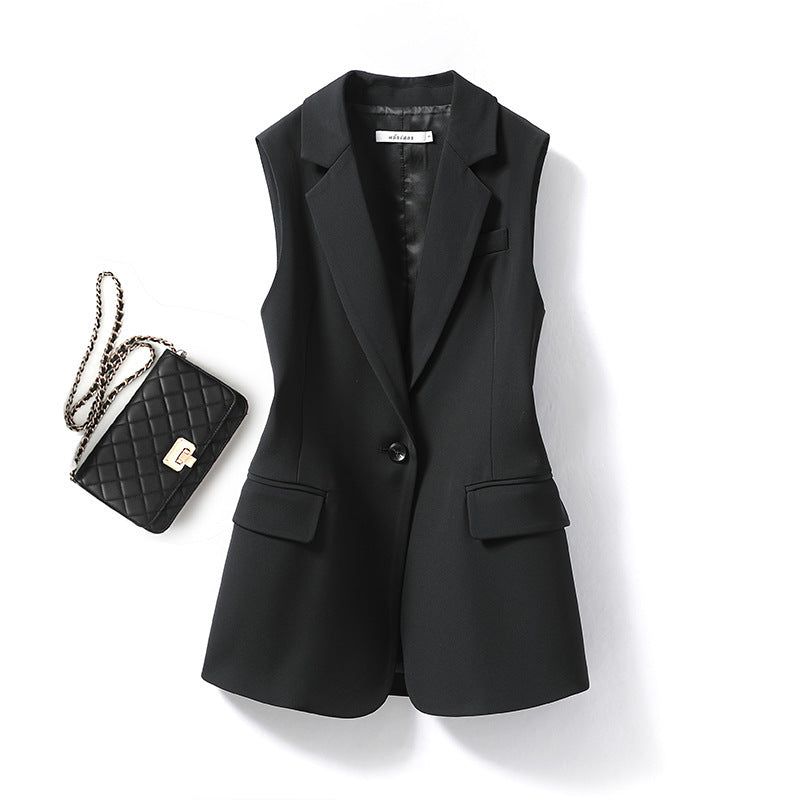 Black Suit Women's Coat Outerwear Vest ARZ