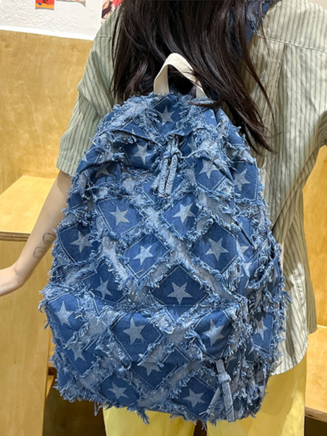 Star Denim Backpack Bag Trendsi