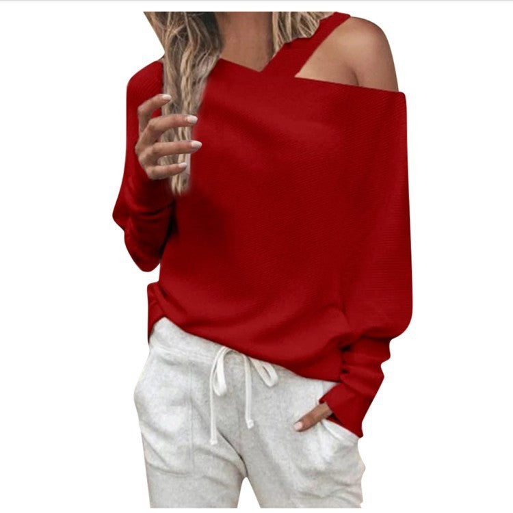 Off-shoulder Raglan Top T-shirt Women's Clothing ARZ