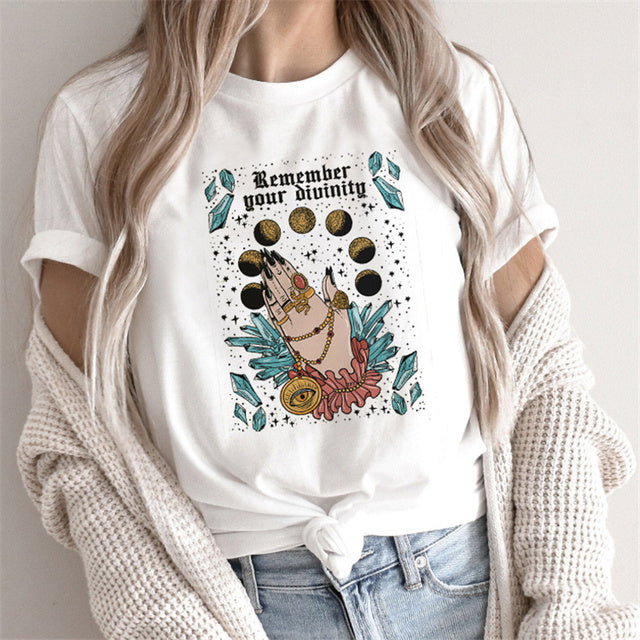 Fashion Tarot Women Print T-shirts Female Cartoon Tops ARZ