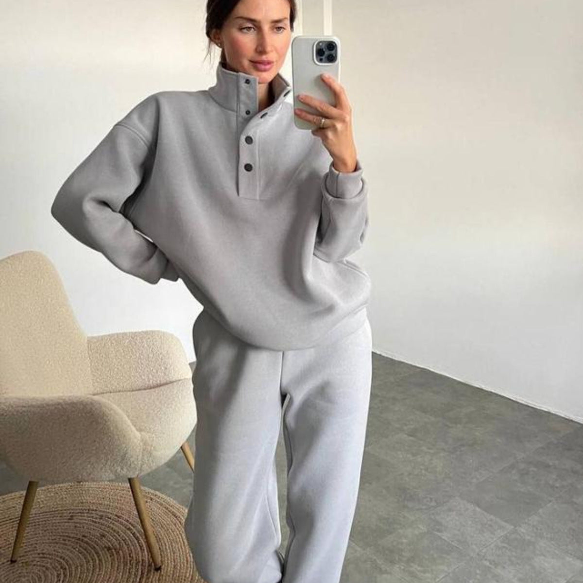 Oversized Solid Casual Pullovers Long Pant Set Warm Hoodie New Tracksuit Suit Fashion Pant Sets Sets For Women 2 Pieces ARZ