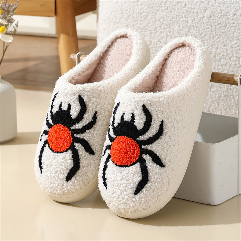 Halloween Spider Witch-hat Slippers Home Indoor Non-slip Floor Bedroom Slippers Winter Warm House Shoes For Women Men ARZ