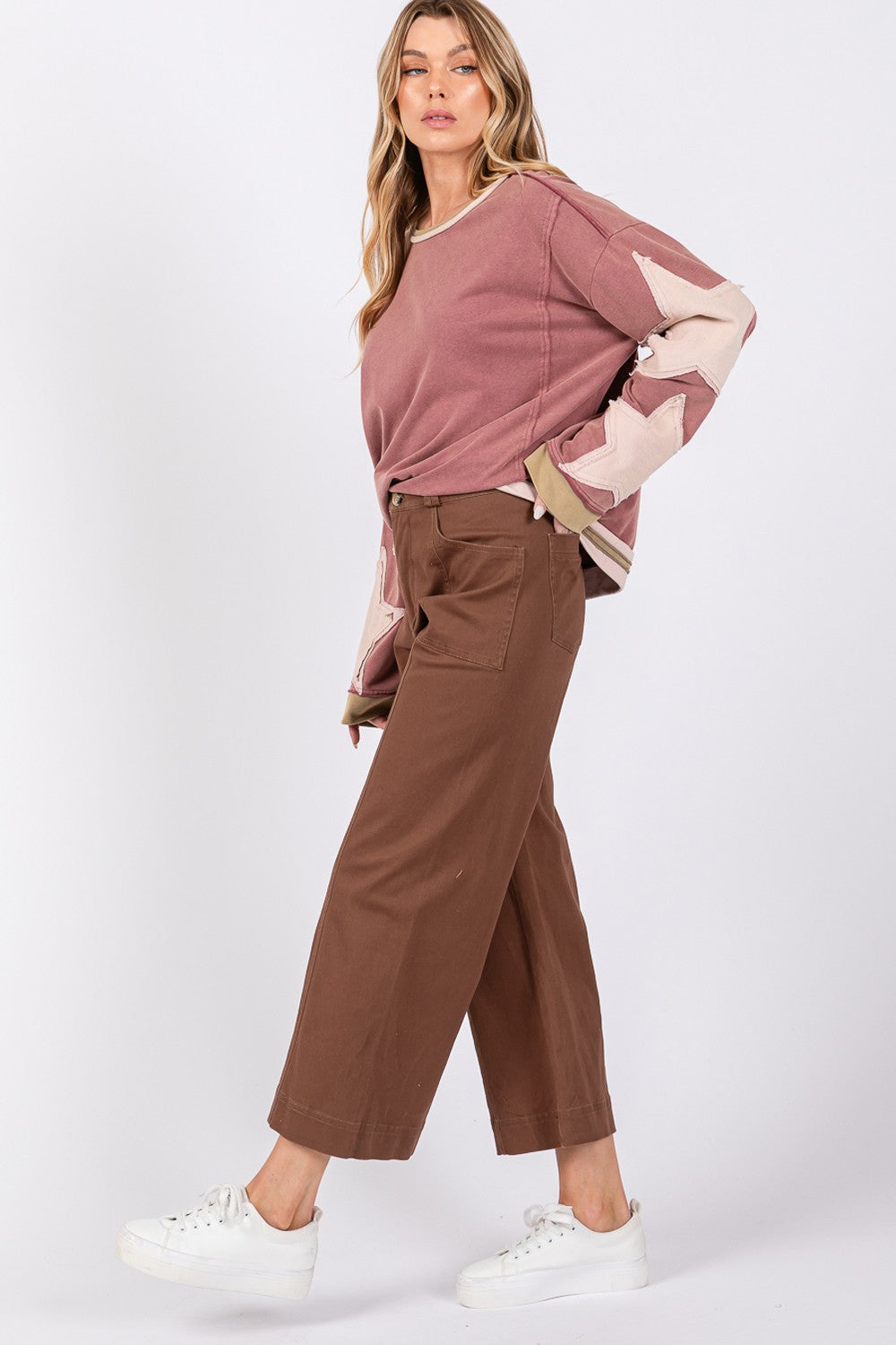 SAGE + FIG Wide Leg Cropped Pants Trendsi