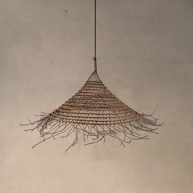 Rattan Chandelier At The Bedside Of Wabi Sabi B&B Study Room ARZ