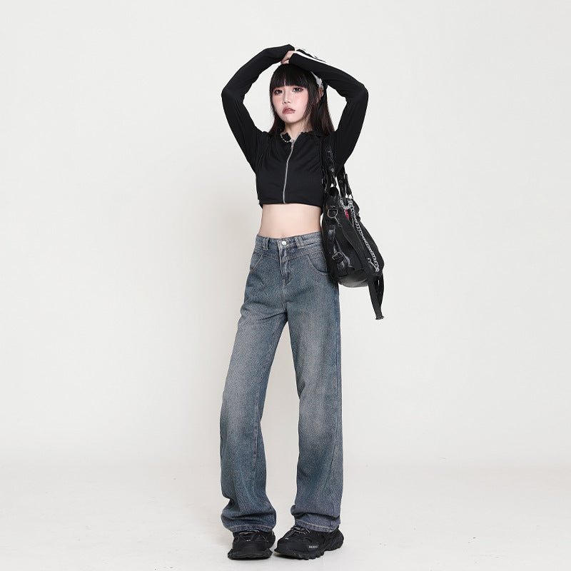 Nostalgic High Waist Wide Leg Jeans For Women ARZ