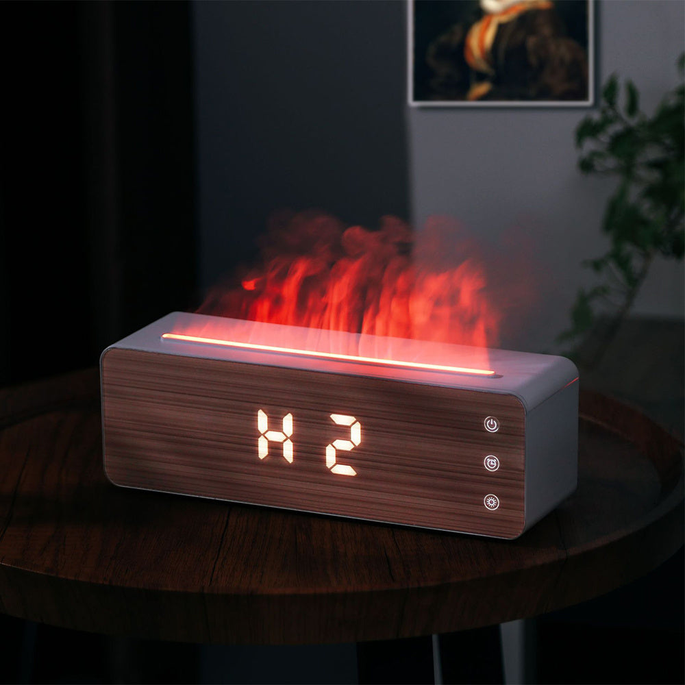 Flame Humidifier Flame Aromatherapy Machine With Clock Display  Desktop Aromatherapy Humidifier  Bedroom ARZ