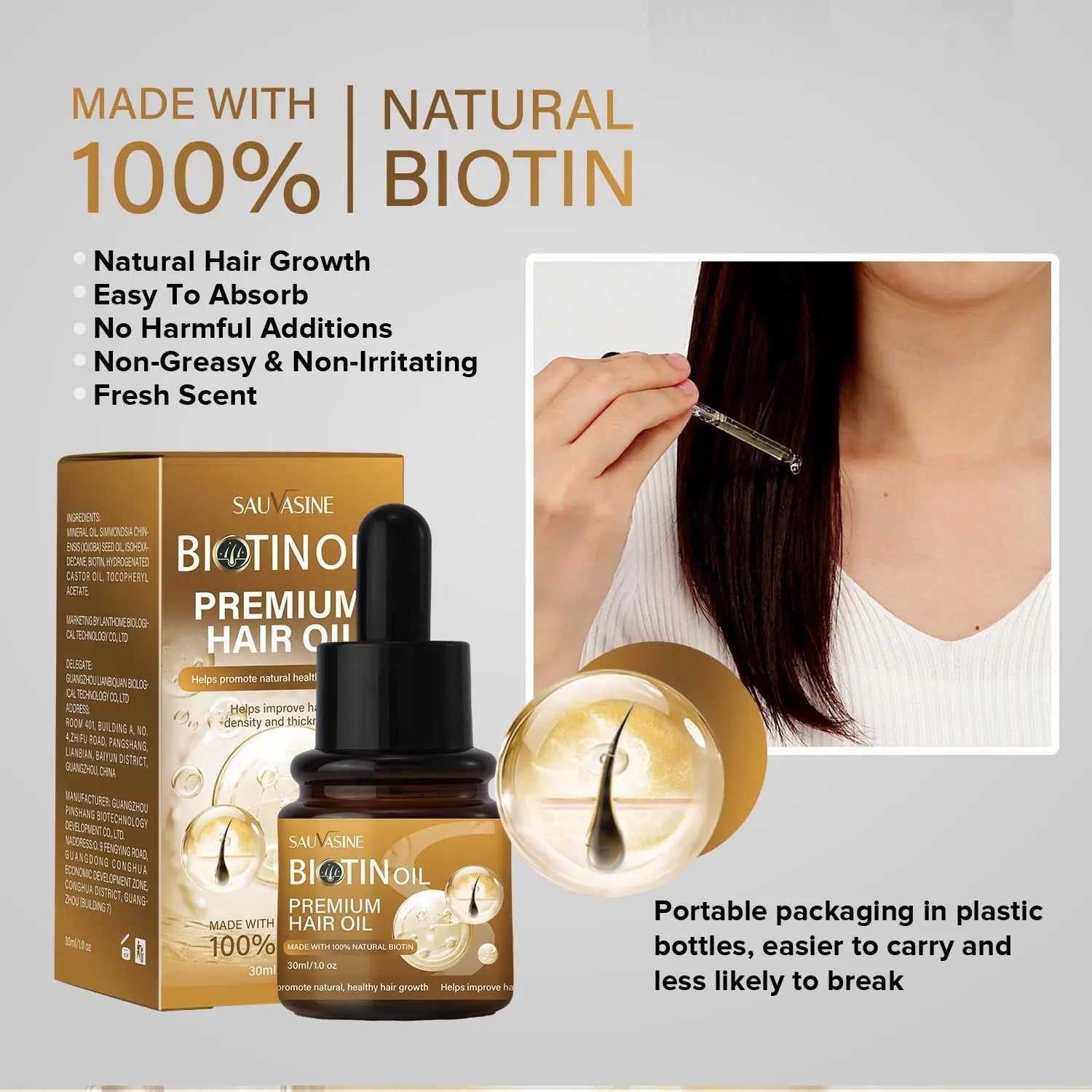 Biotin Hair Oil 30ml Moisturizing Repair ARZ