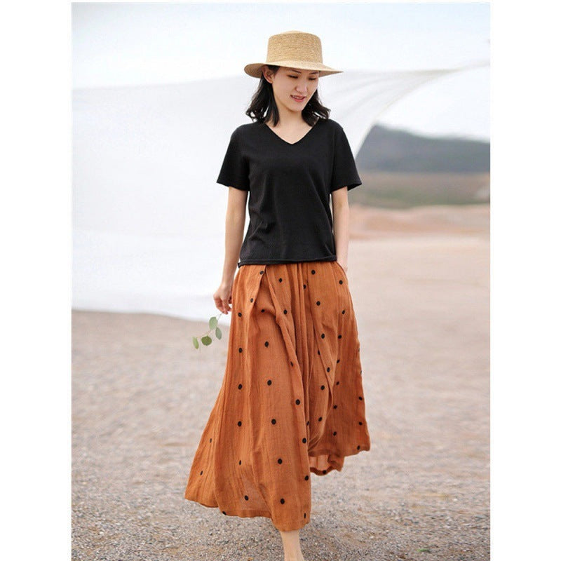 Women's Embroidered Polka Dot Double-layer Chiffon Skirt ARZ