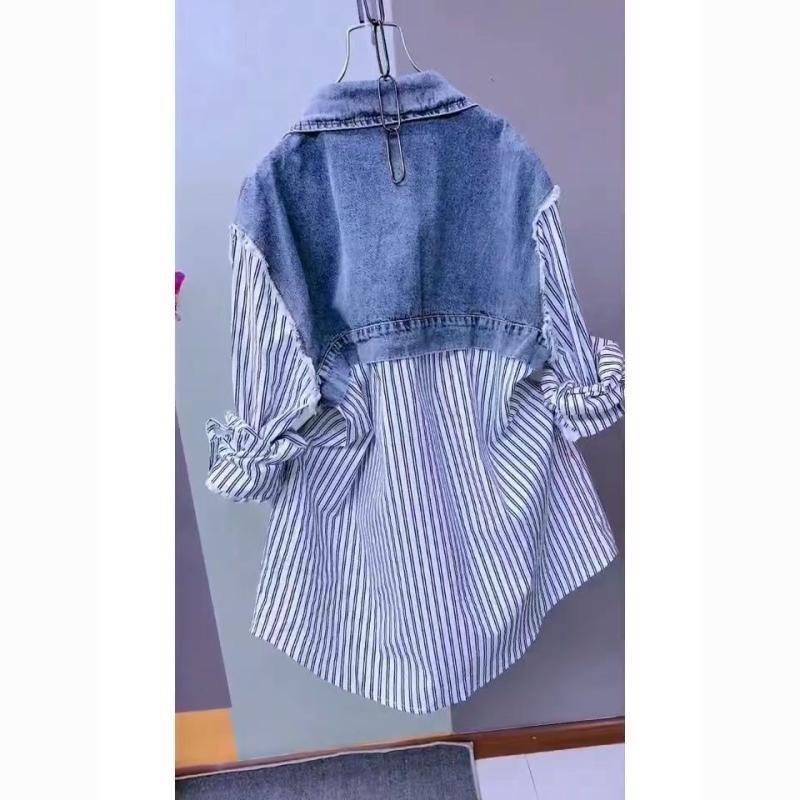 Striped Denim Coat Women's Design Niche Jacket Top ARZ