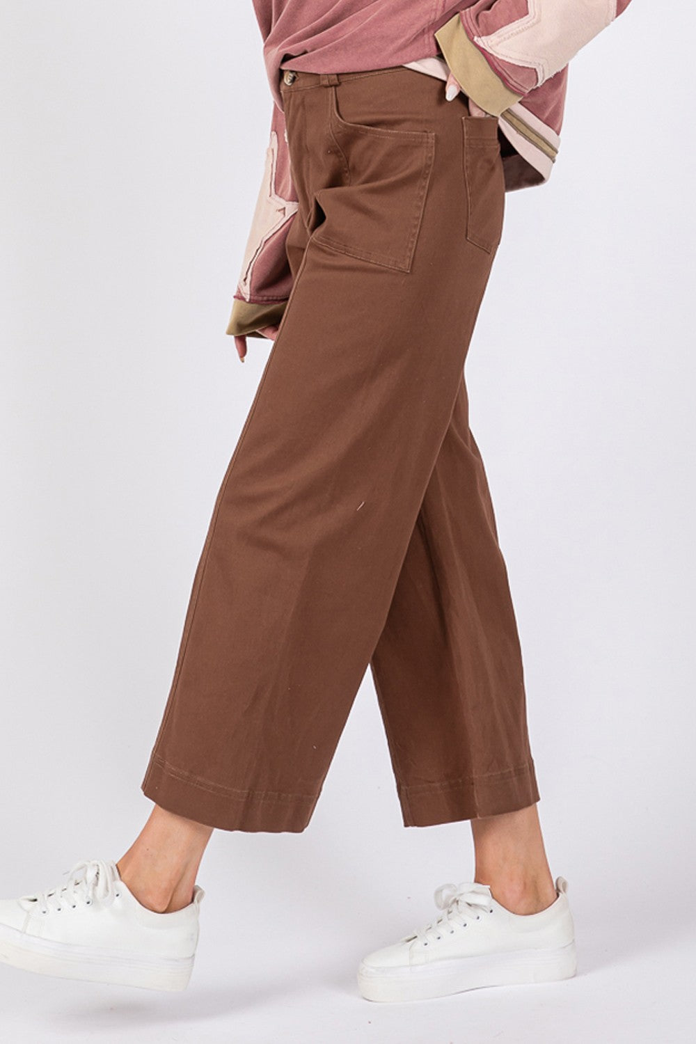 SAGE + FIG Wide Leg Cropped Pants Trendsi