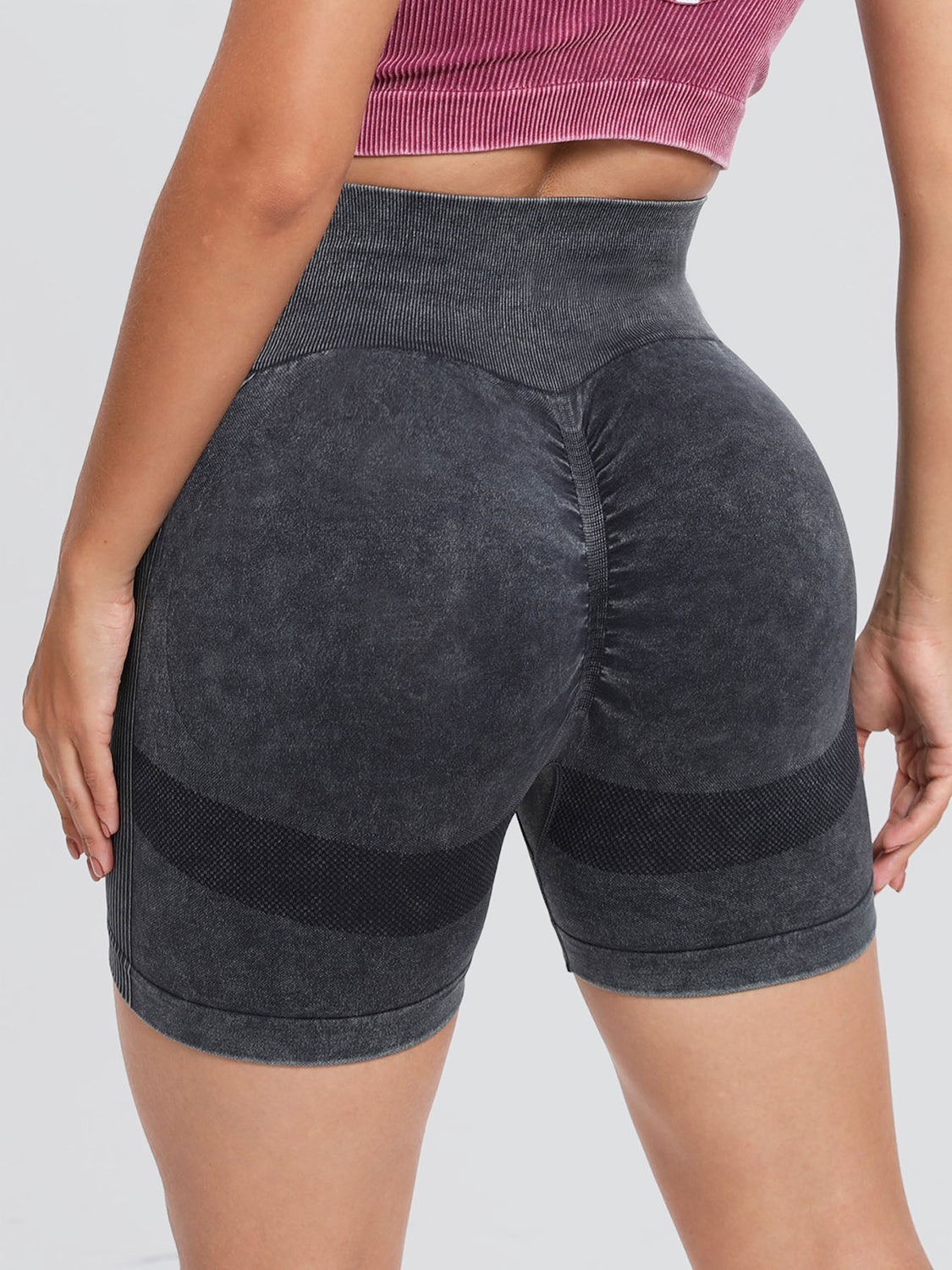 Washed High Waist Active Shorts Trendsi