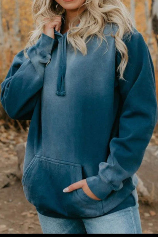 Drawstring Pocketed Dropped Shoulder Hoodie Trendsi