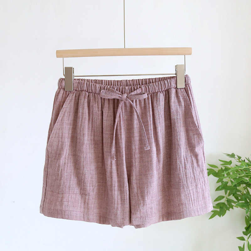 Pure Cotton Gauze Colorful String Washed Home Shorts Couple Style ARZ