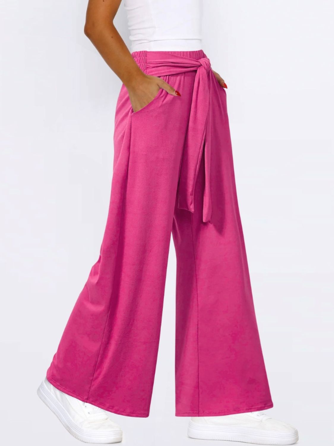 Tied Wide Leg Pants with Pockets Trendsi