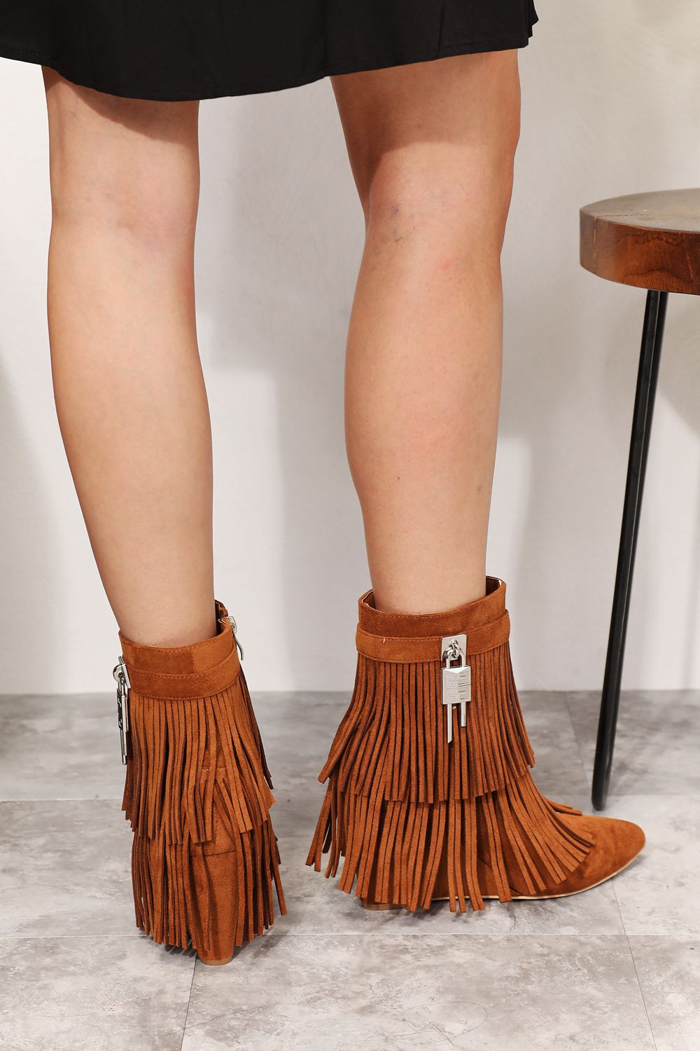 Legend Women's Tassel Wedge Heel Ankle Booties Trendsi