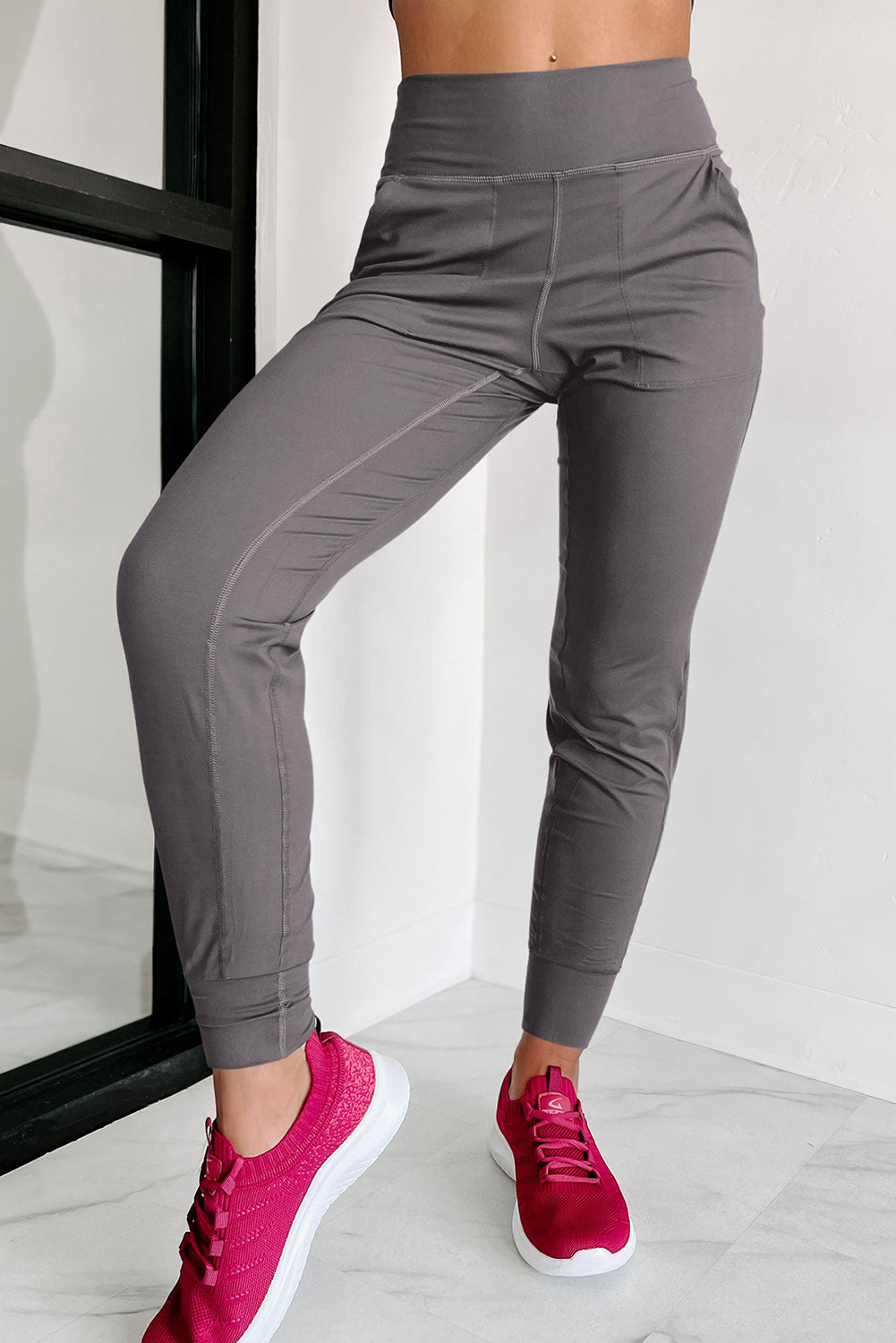 High Waist Joggers with Pockets Trendsi