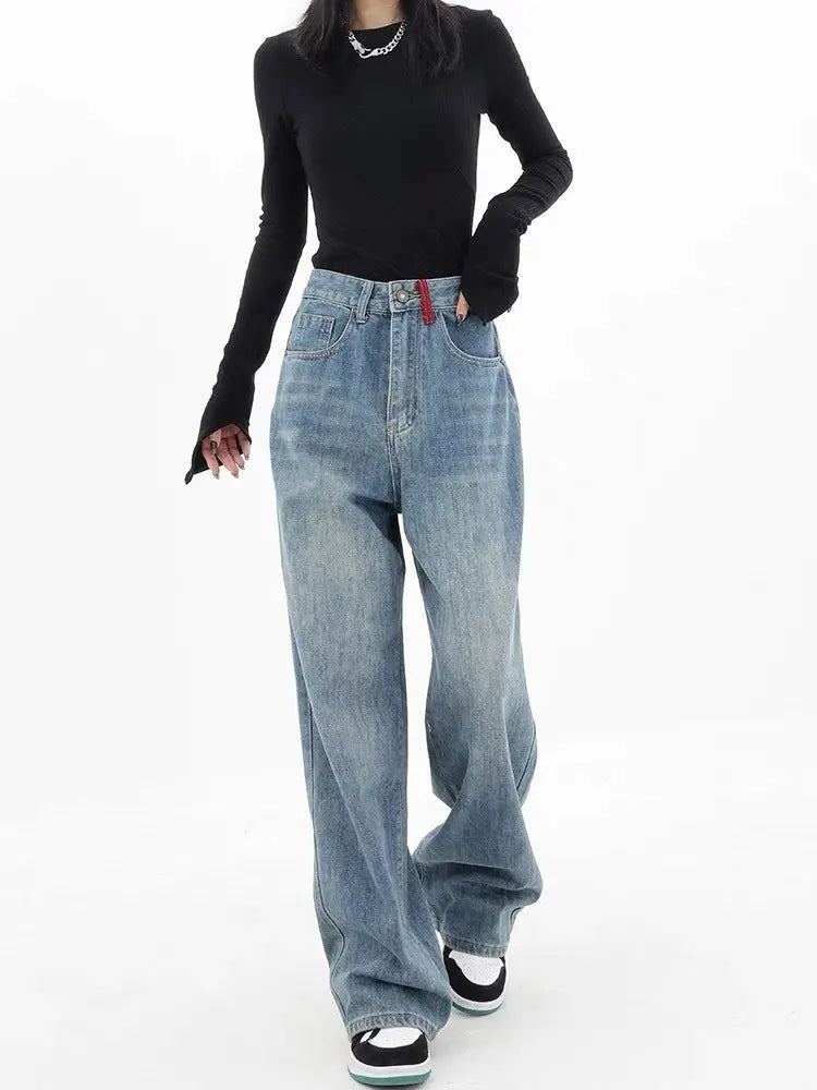 Women's Wide-leg Jeans Loose High Waist Drooping ARZ