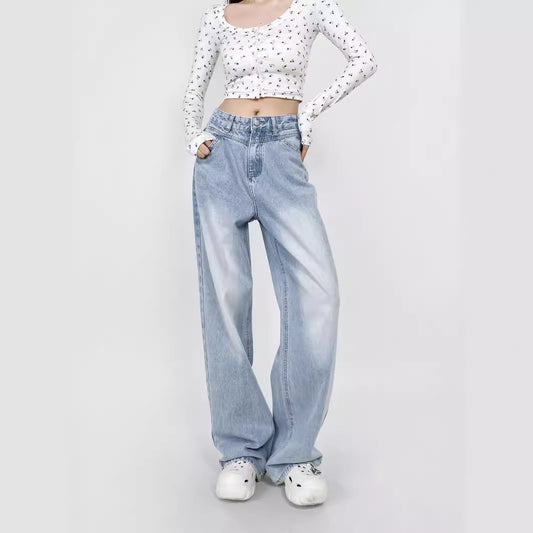 New American High Street Hot Girl Loose Drooping Wide Leg Draggle-tail Straight Trousers ARZ