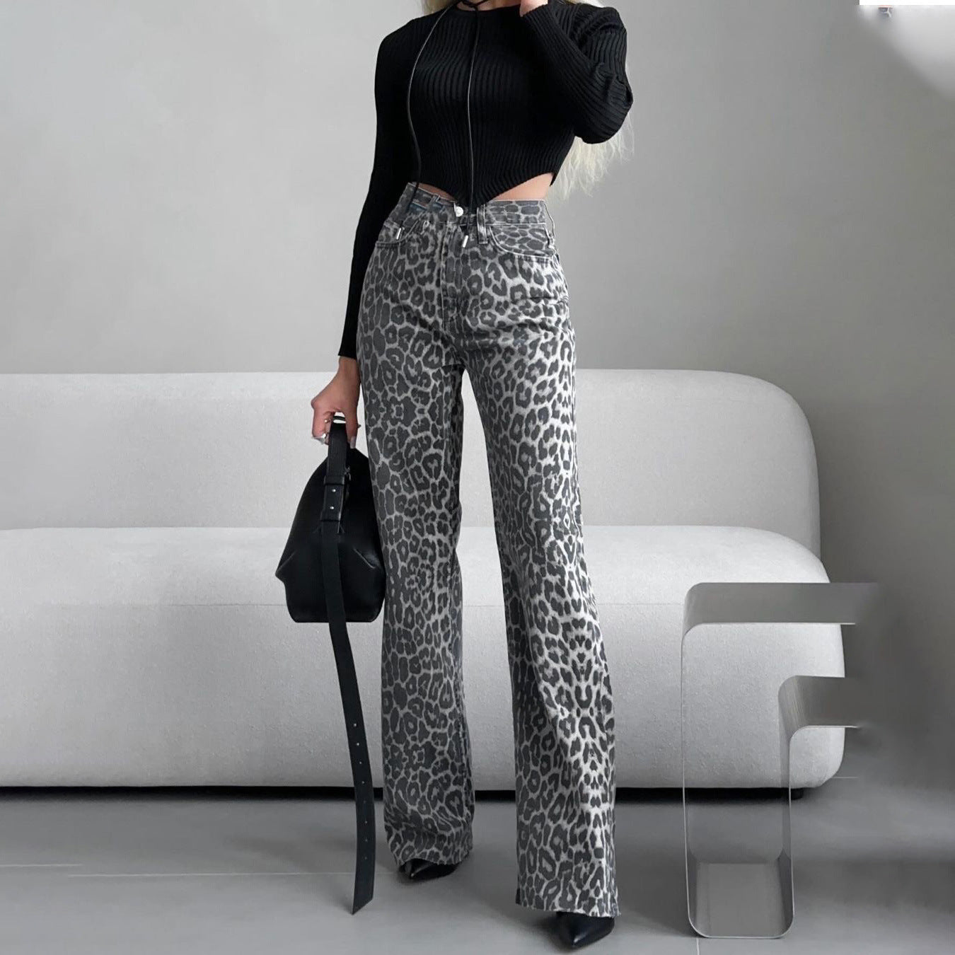 Leopard Print Narrow Jeans For Women ARZ