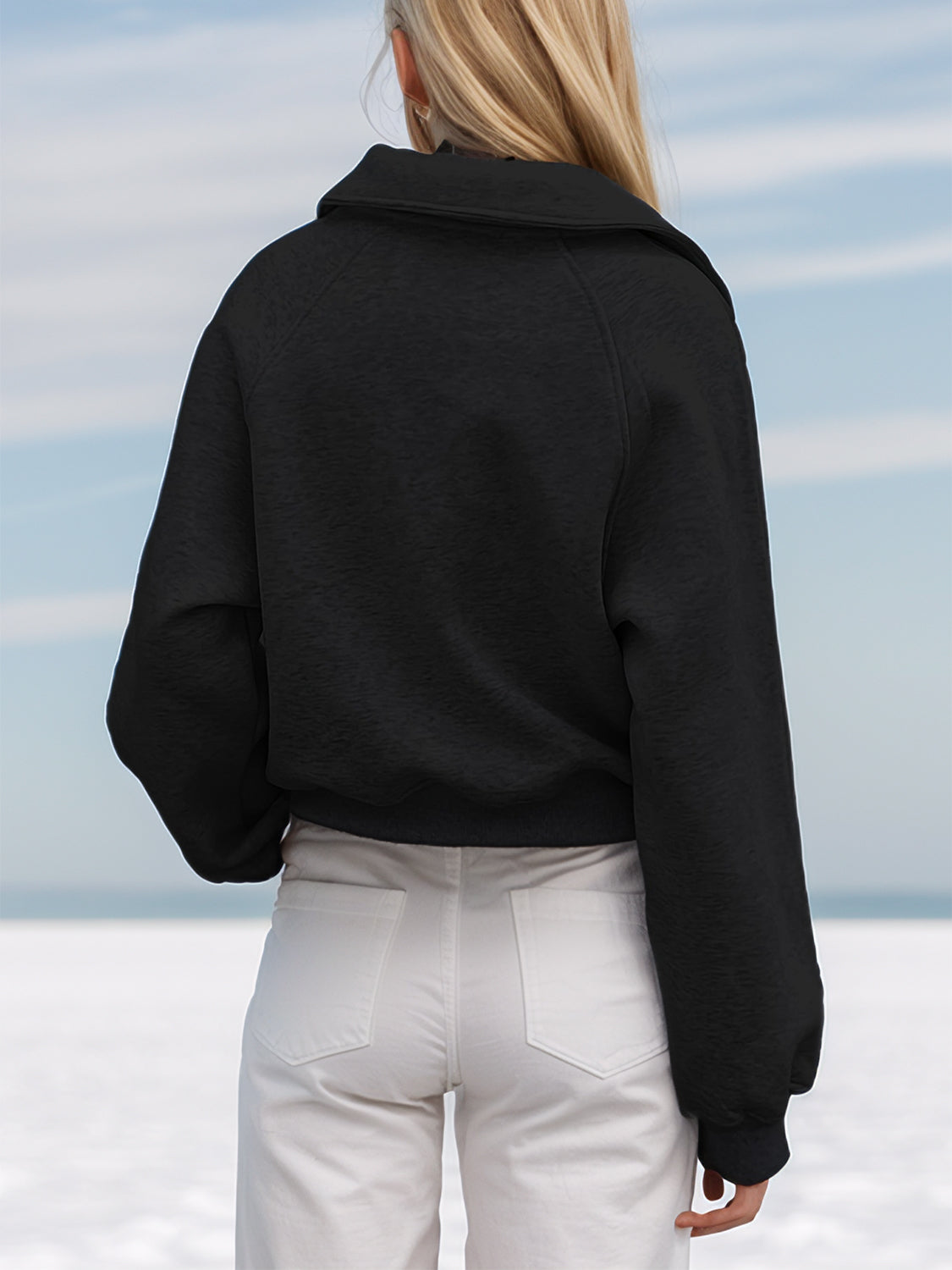 Half Zip Long Sleeve Sweatshirt Trendsi