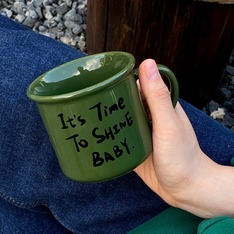 Army Green English Alphabet Ceramics Mug ARZ