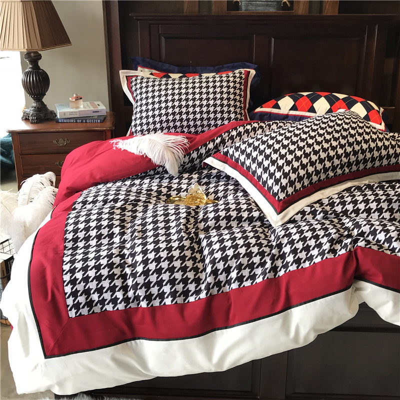 American Retro Cotton North Velvet Bedding Simple Houndstooth ARZ