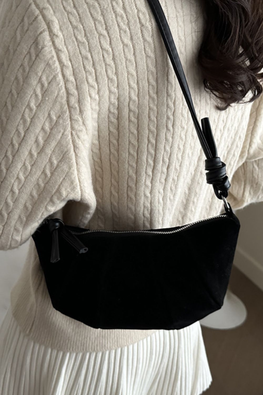 Suede Croissant Shape Shoulder Bag Trendsi