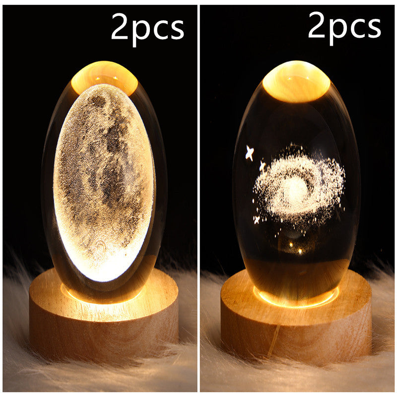 LED Night Light Galaxy Crystal Ball Table Lamp 3D Planet Moon Lamp Bedroom Home Decor For Kids Party Children Birthday Gifts ARZ