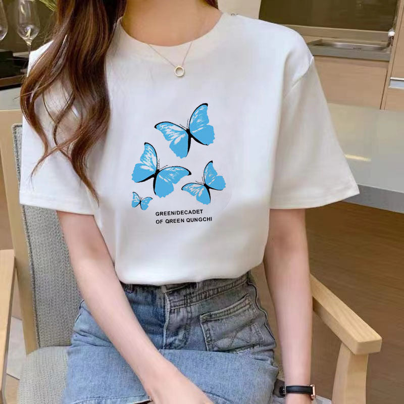 Summer New Fashion Slimming Loose White Short-sleeved T-shirt For Students Women ARZ