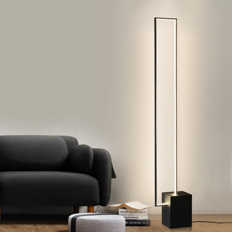 Minimalist Sand Black Floor Lamp Quadriboid Base Square Light Body ARZ