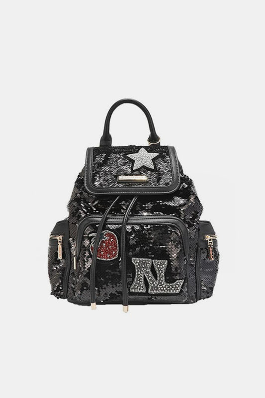 Nicole Lee USA Sequin Patch Backpack Trendsi